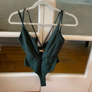 Lulus Green Deep-V Plunging Bodysuit